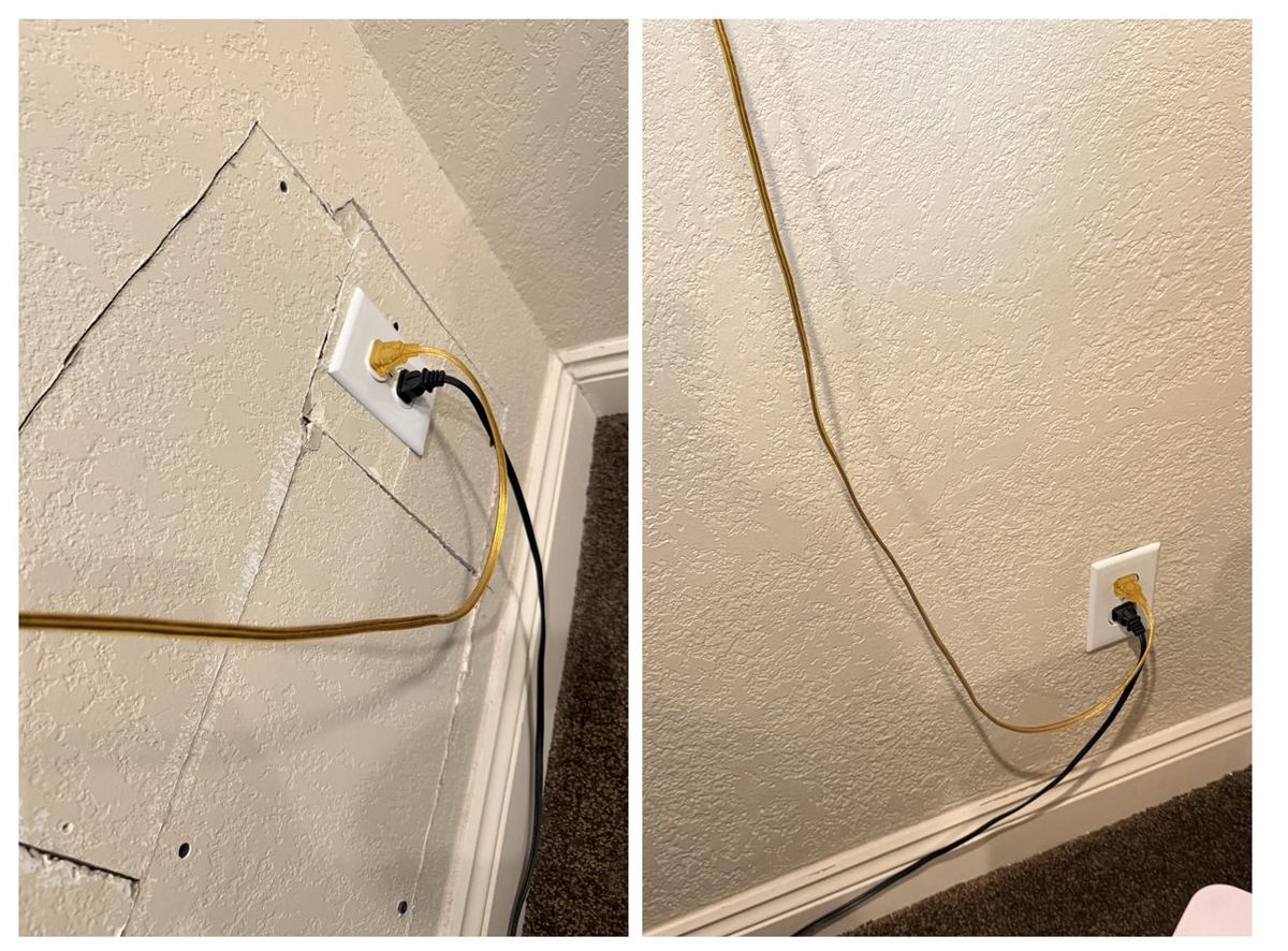 Drywall crack repair before and after