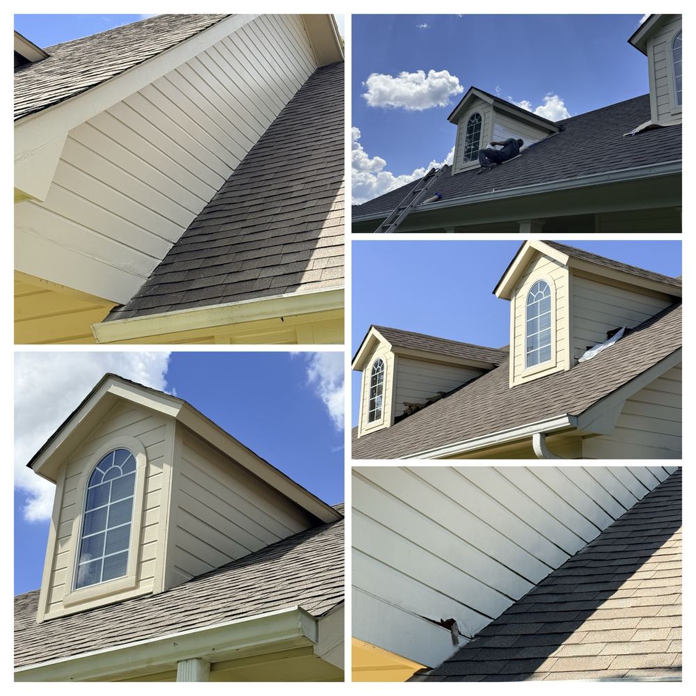 Close-up trim and dormer painting detail work